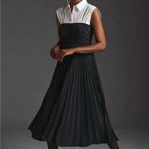 Maeve Pleated Twofer Midi Shirt‎ Dress